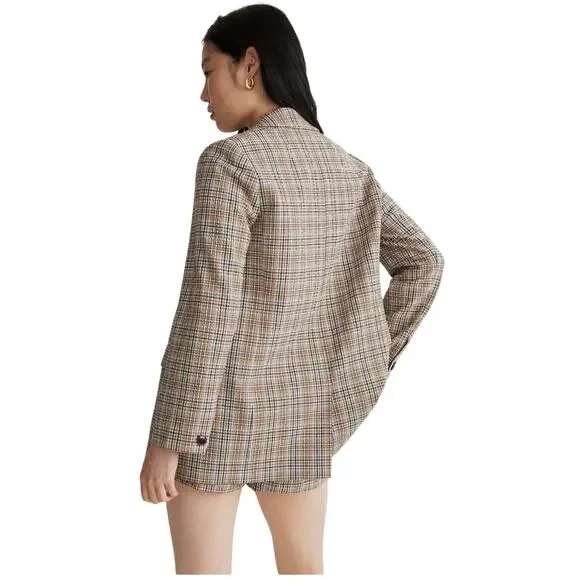 Madewell Caldwell Double Breasted Blazer, Seersucker Plaid, Women's Size Large - Picture 4 of 12